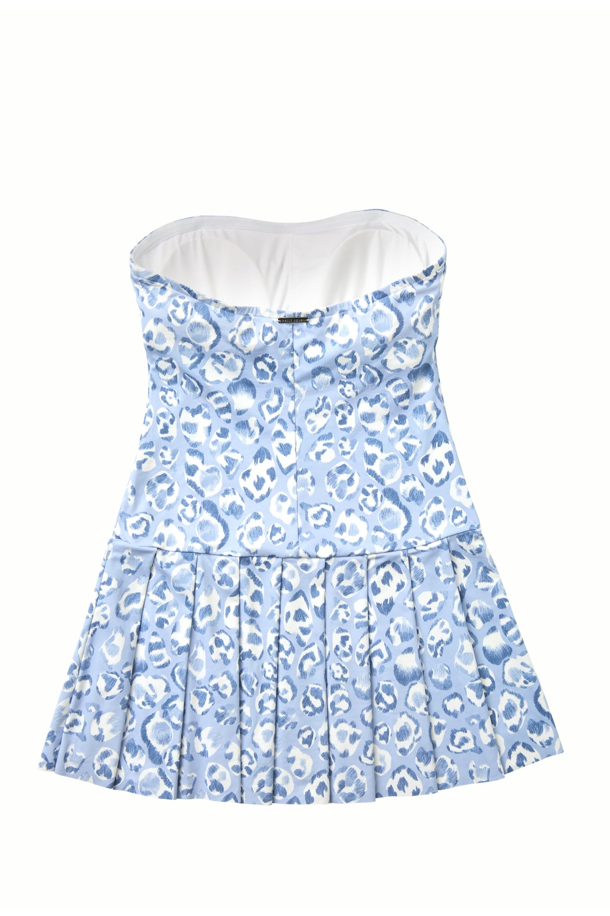 Blue Leopard Pleated Mini Dress