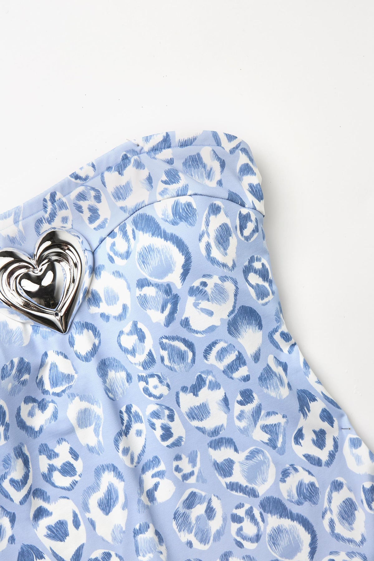 Blue Leopard Pleated Mini Dress