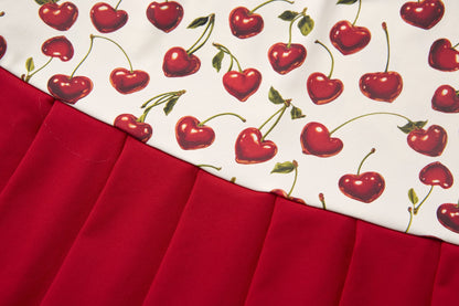 Cherry Pleated Mini Dress