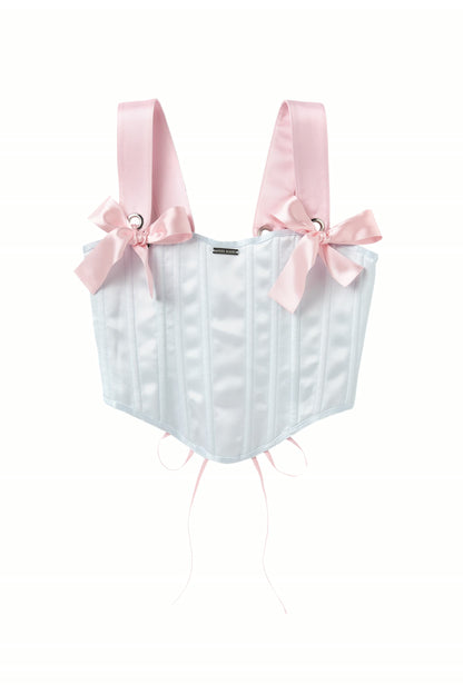 Blue Satin Ribbon Corset Top