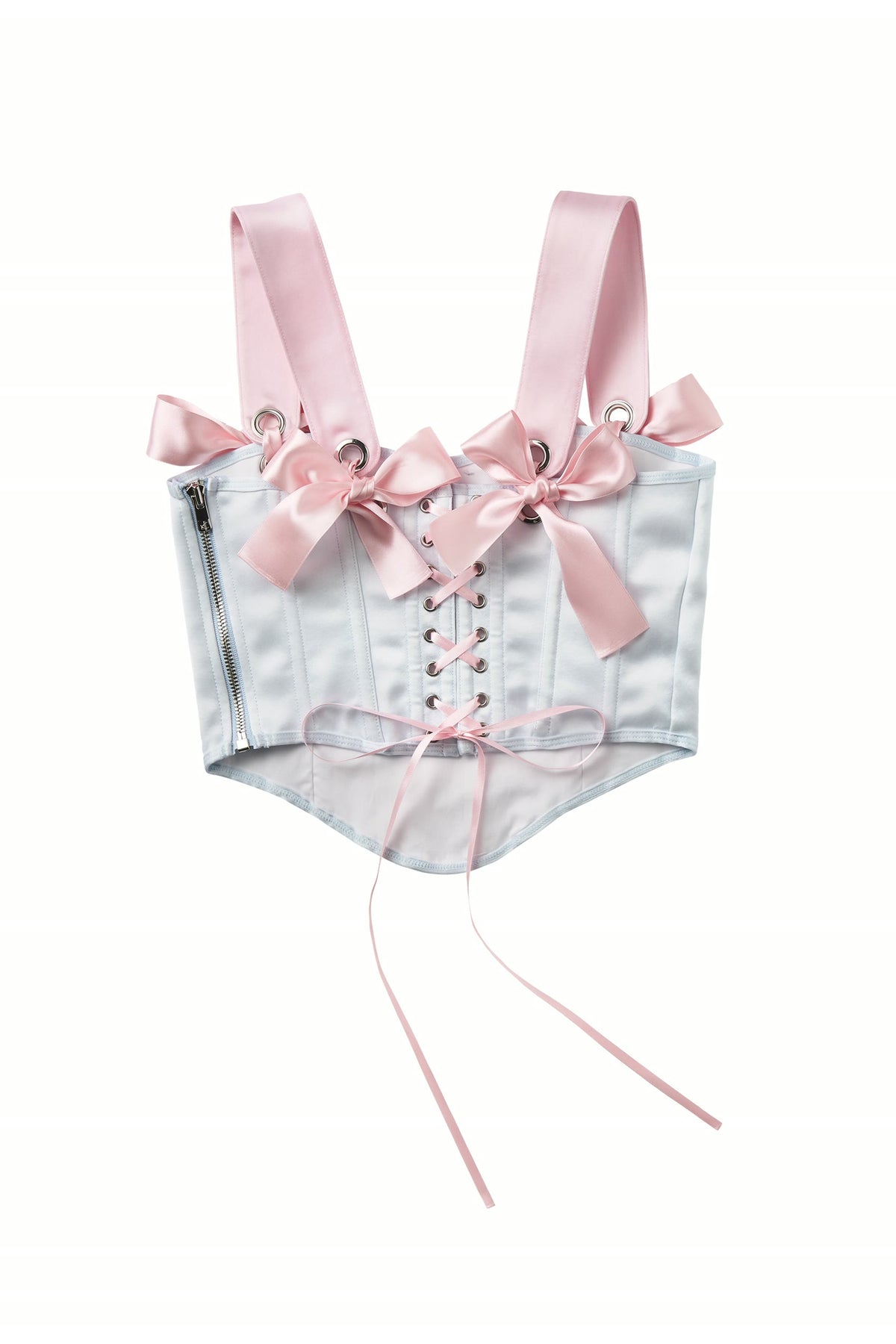 Blue Satin Ribbon Corset Top