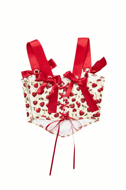 Cherry Ribbon Corset Top