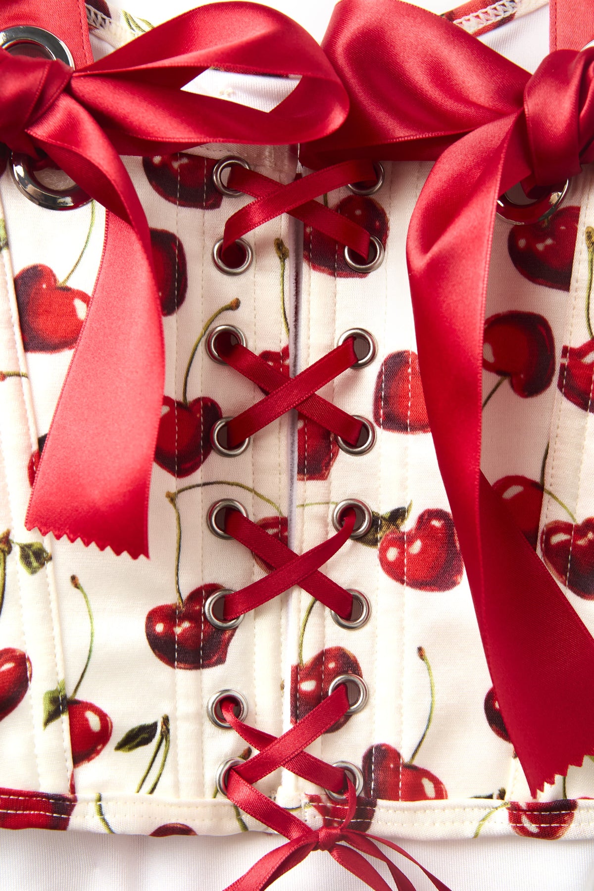 Cherry Ribbon Corset Top