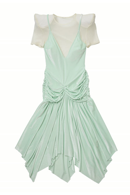 Mint Handkerchief-Hem Dress