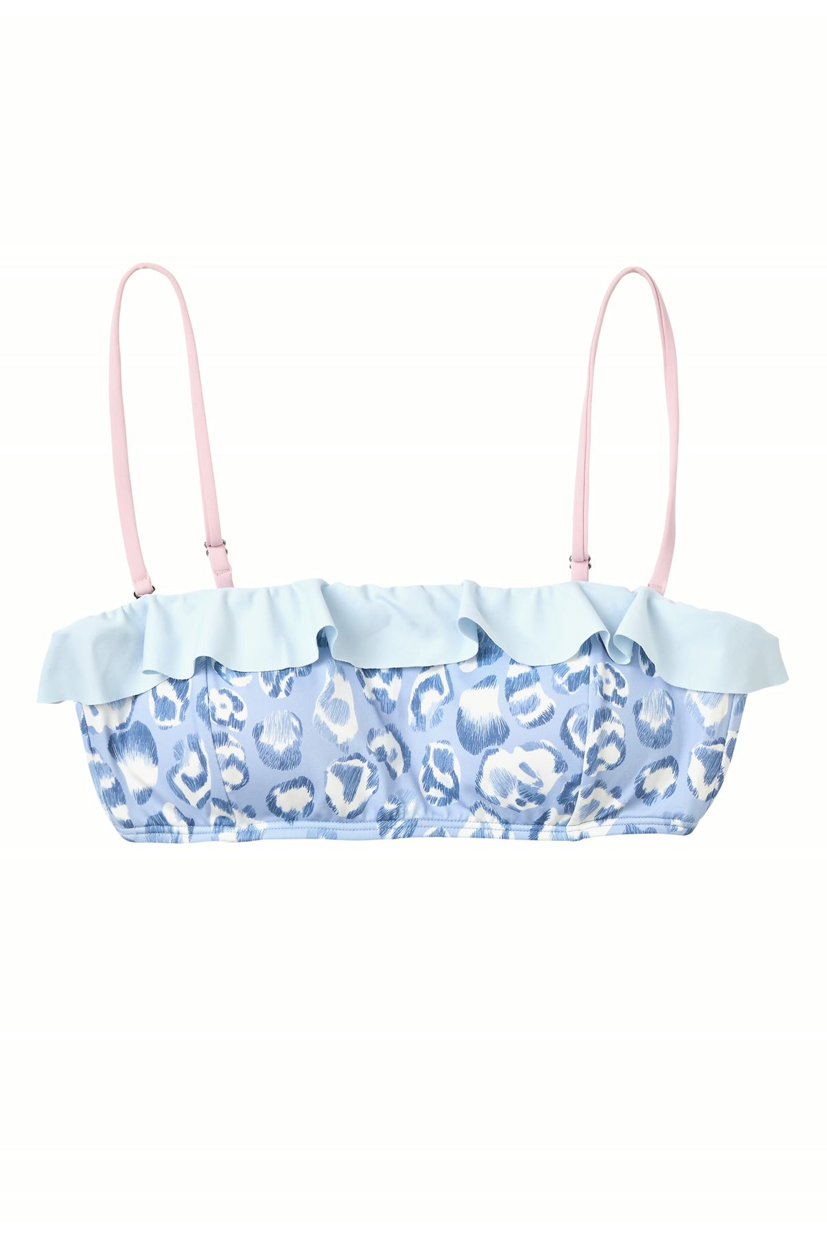 Blue Leopard Ruffle Bandeau Top