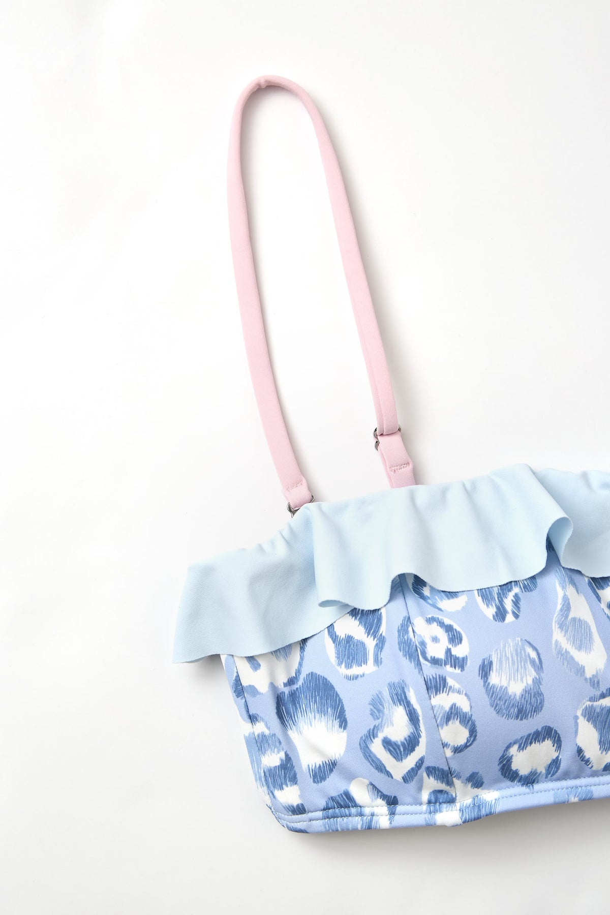 Blue Leopard Ruffle Bandeau Top