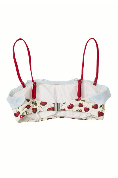 Cherry Ruffle Bandeau Top