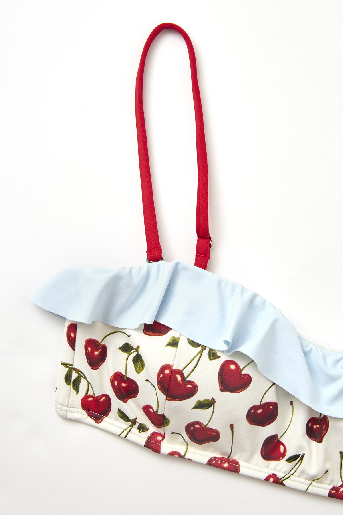 Cherry Ruffle Bandeau Top