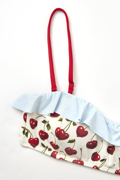 Cherry Ruffle Bandeau Top