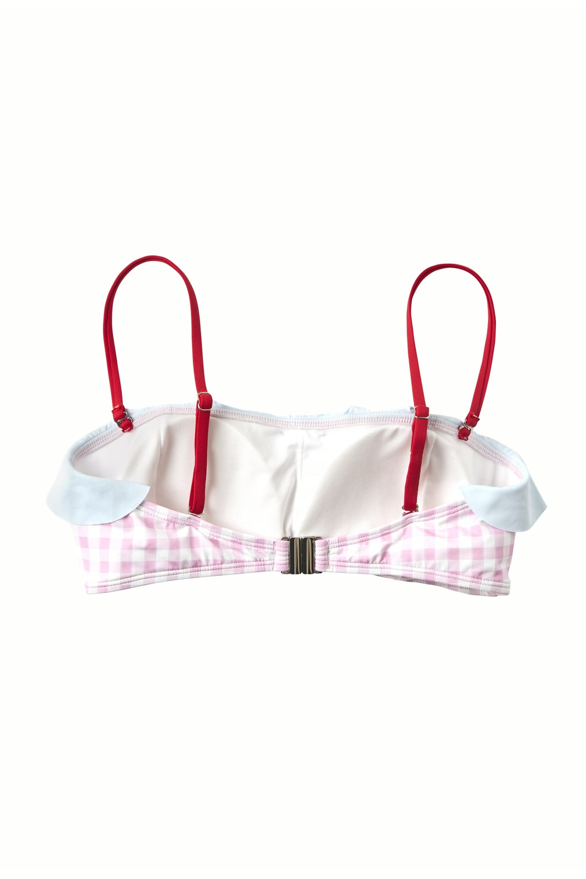 Pink Gingham Ruffle Bandeau Top