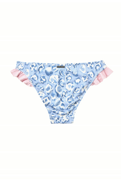 Blue Leopard Ruffle Bikini Bottom