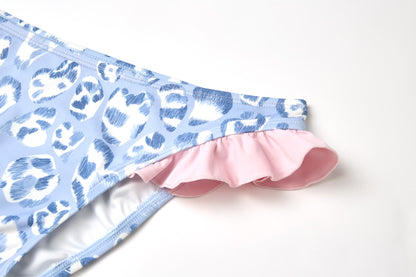 Blue Leopard Ruffle Bikini Bottom