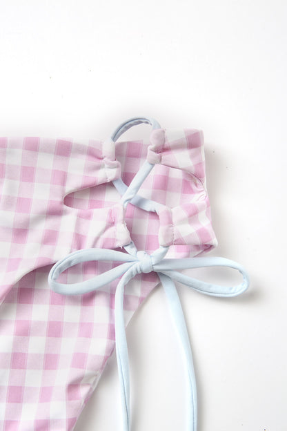 Pink Gingham Side-Tie Bikini Bottom