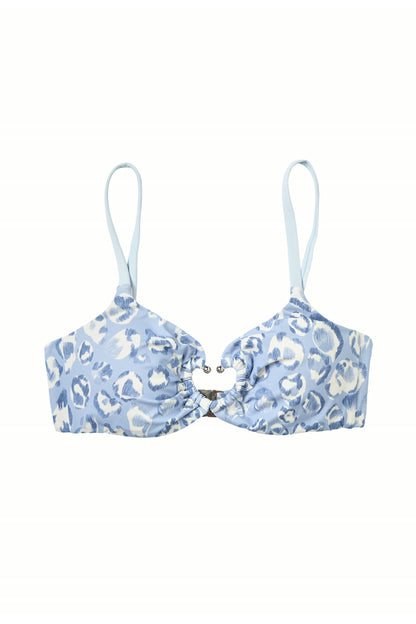Blue Leopard Underwire Bikini Top