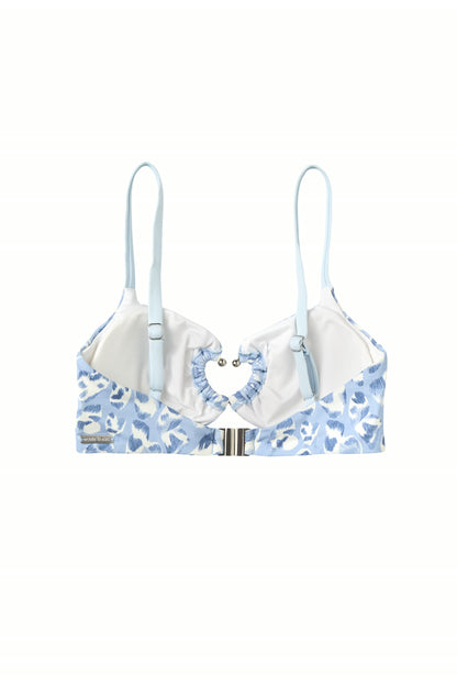 Blue Leopard Underwire Bikini Top