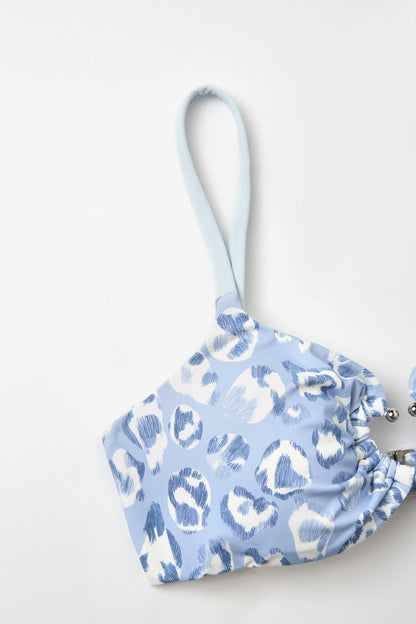 Blue Leopard Underwire Bikini Top