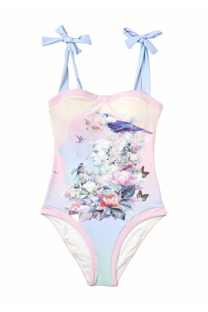 Garden Floral Bow One-Piece Swimsuit