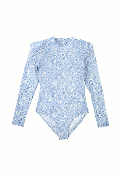 Blue Leopard Mesh Bodysuit