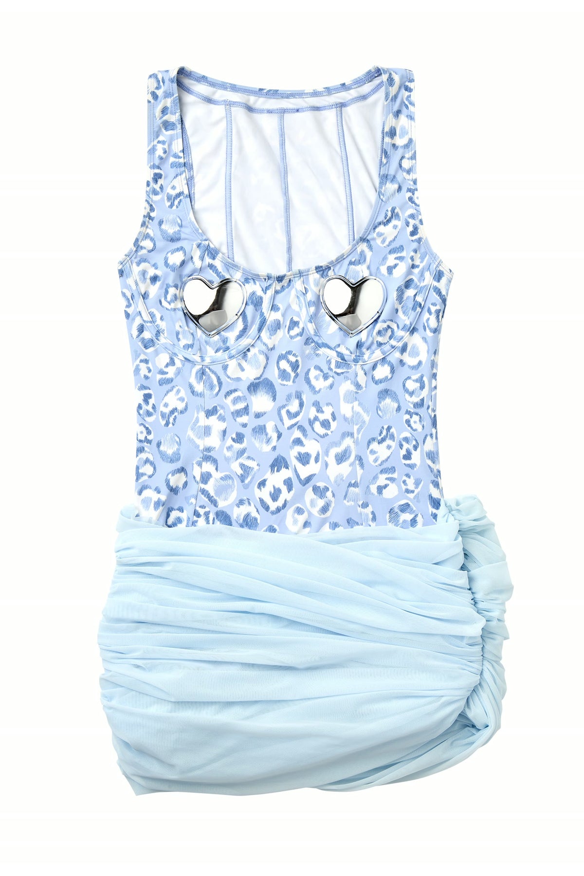 Blue Leopard Heart Swim Dress