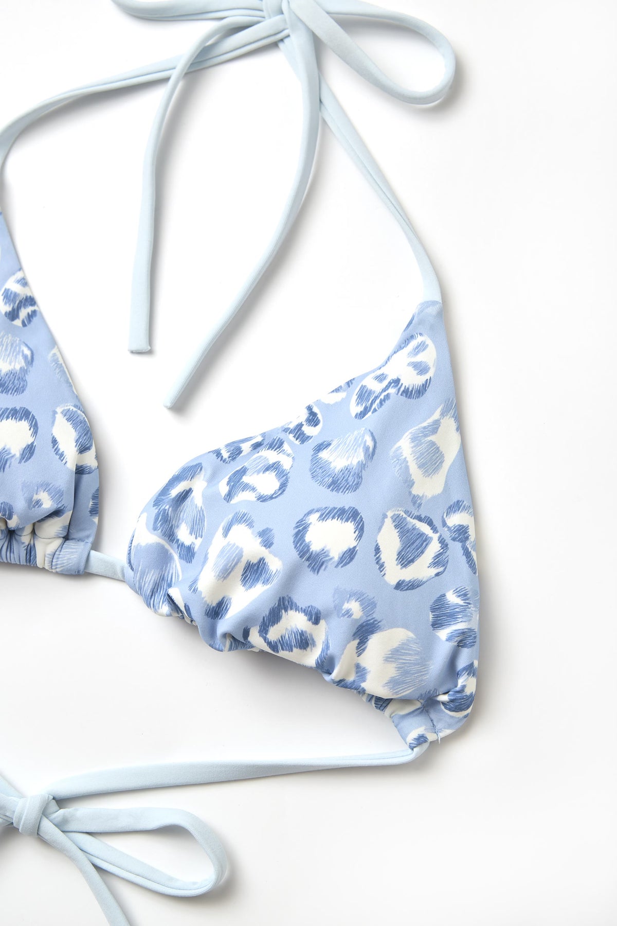 Blue Leopard Triangle Bikini Top