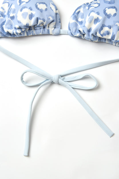 Blue Leopard Triangle Bikini Top