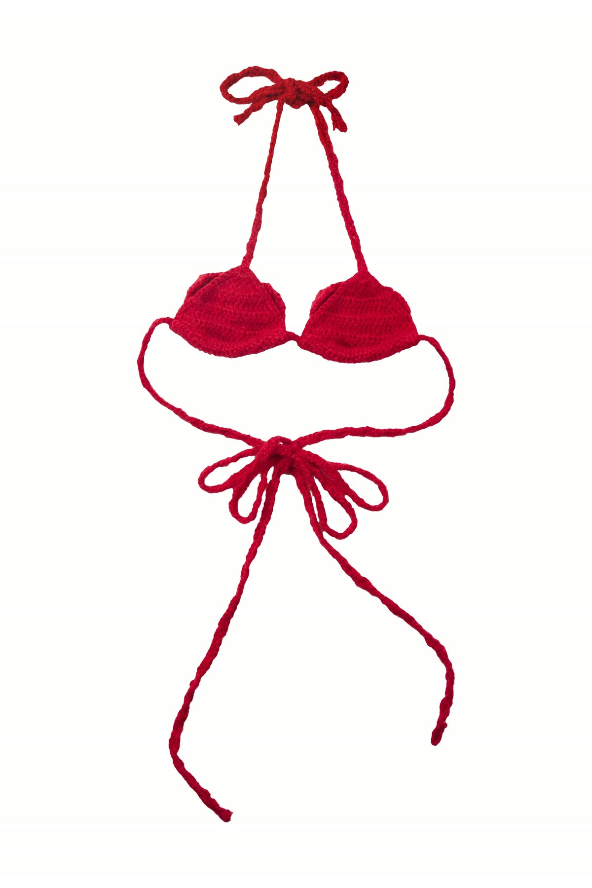 Red Crochet Rose Bra