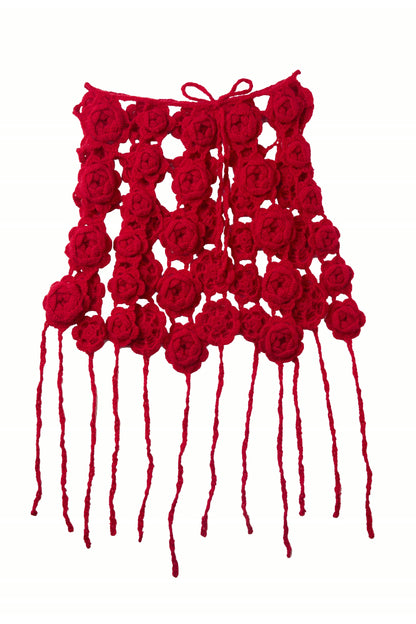 Red Crochet Rose Skirt