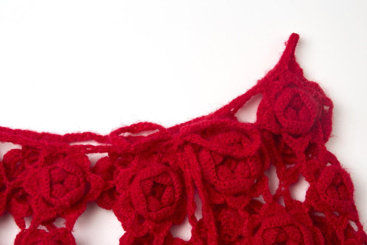 Red Crochet Rose Skirt