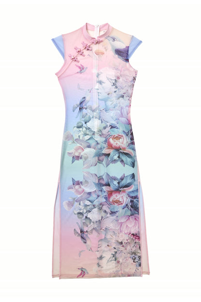 Garden Floral Qipao Midi Dress