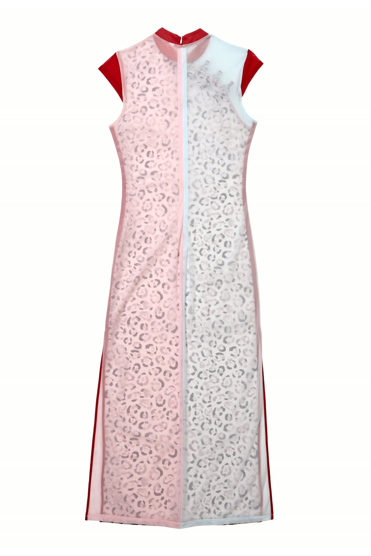 Pink Leopard Qipao Midi Dress