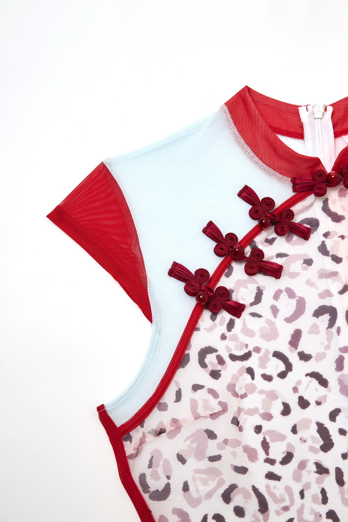 Pink Leopard Qipao Midi Dress