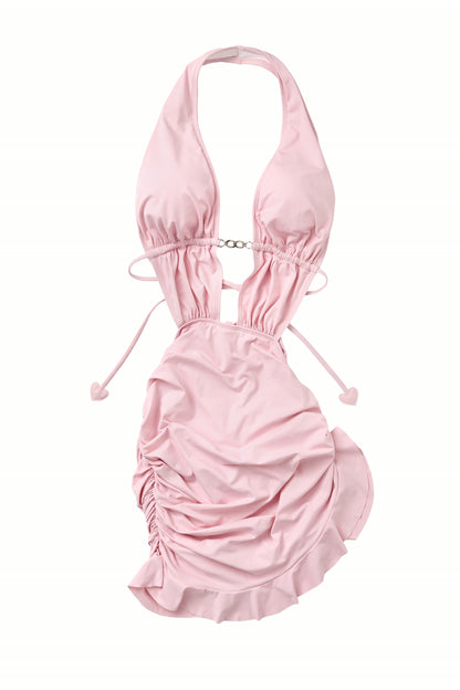 Pink Halter Swim Dress
