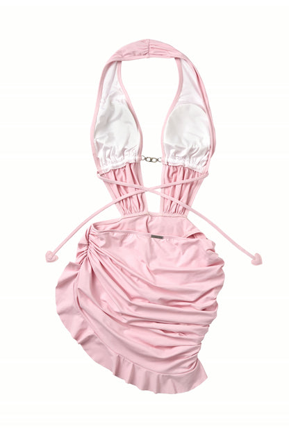Pink Halter Swim Dress