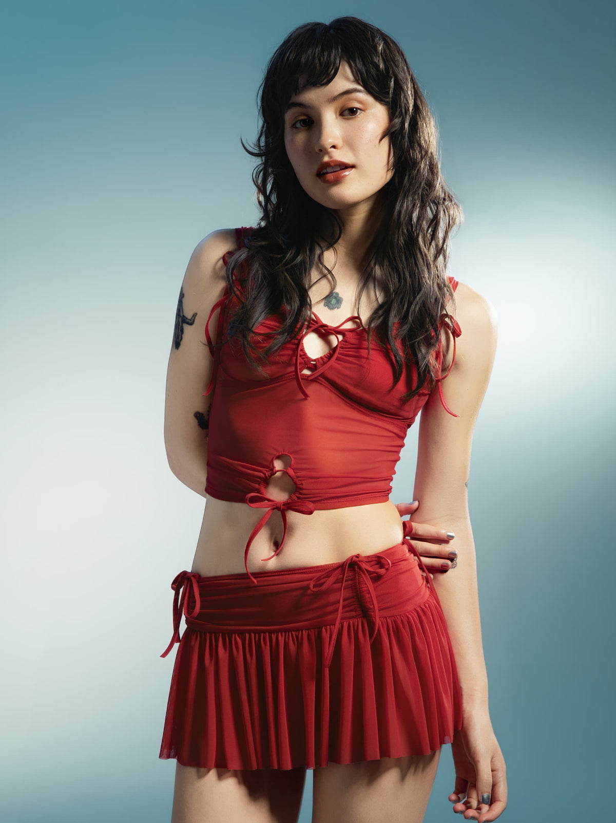 Velour Ribbon Cutout Camisole - lookbook