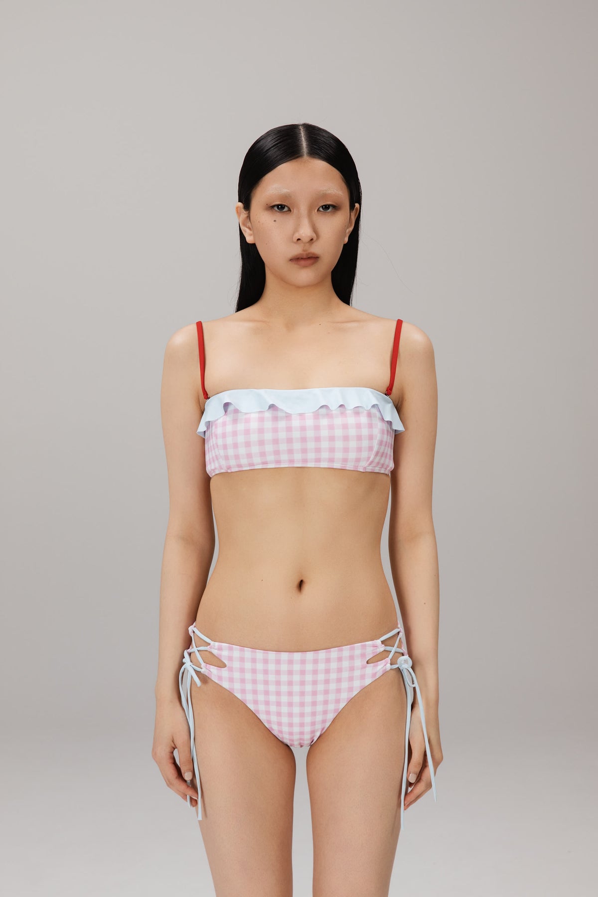 Pink Gingham String Bikini Bottom worn