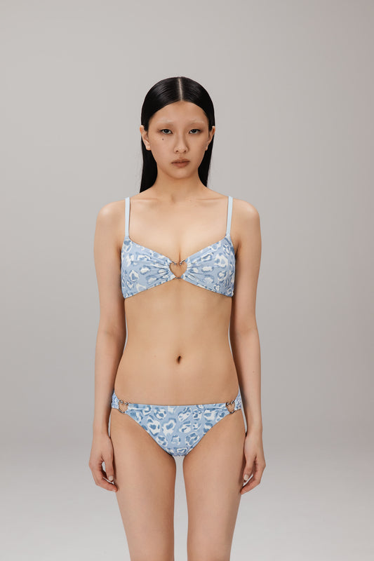 Blue Leopard Underwire Bikini Top worn