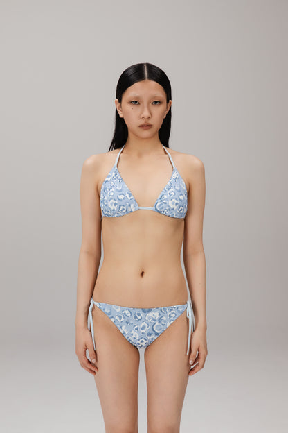 Blue Leopard Triangle Bikini Top worn