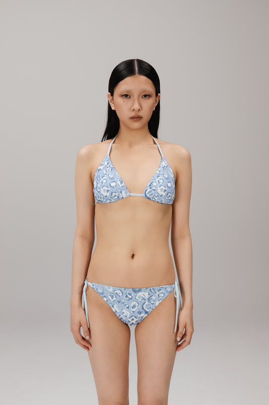 Blue Leopard Micro String Bikini Bottom worn