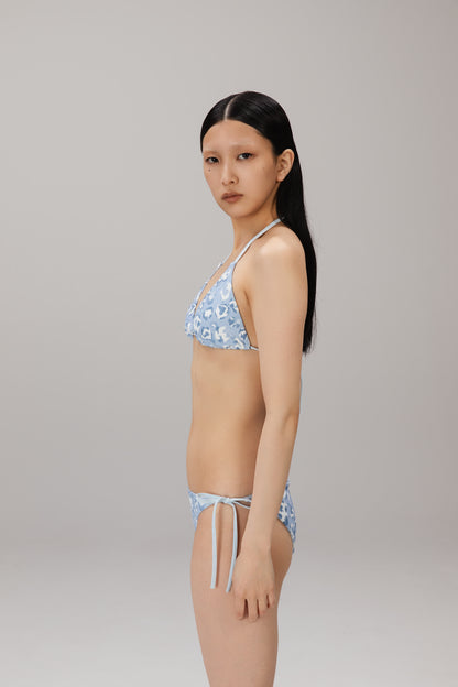 Blue Leopard Micro String Bikini Bottom worn