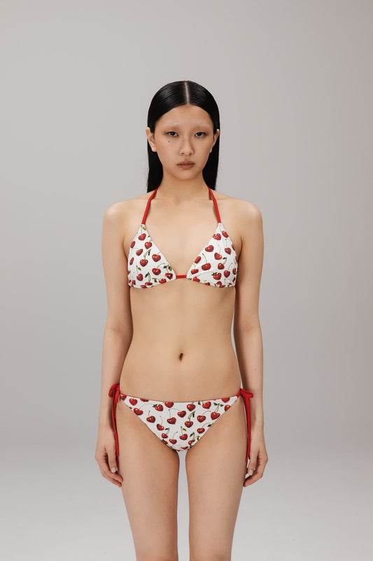 Cherry Triangle Bikini Top worn