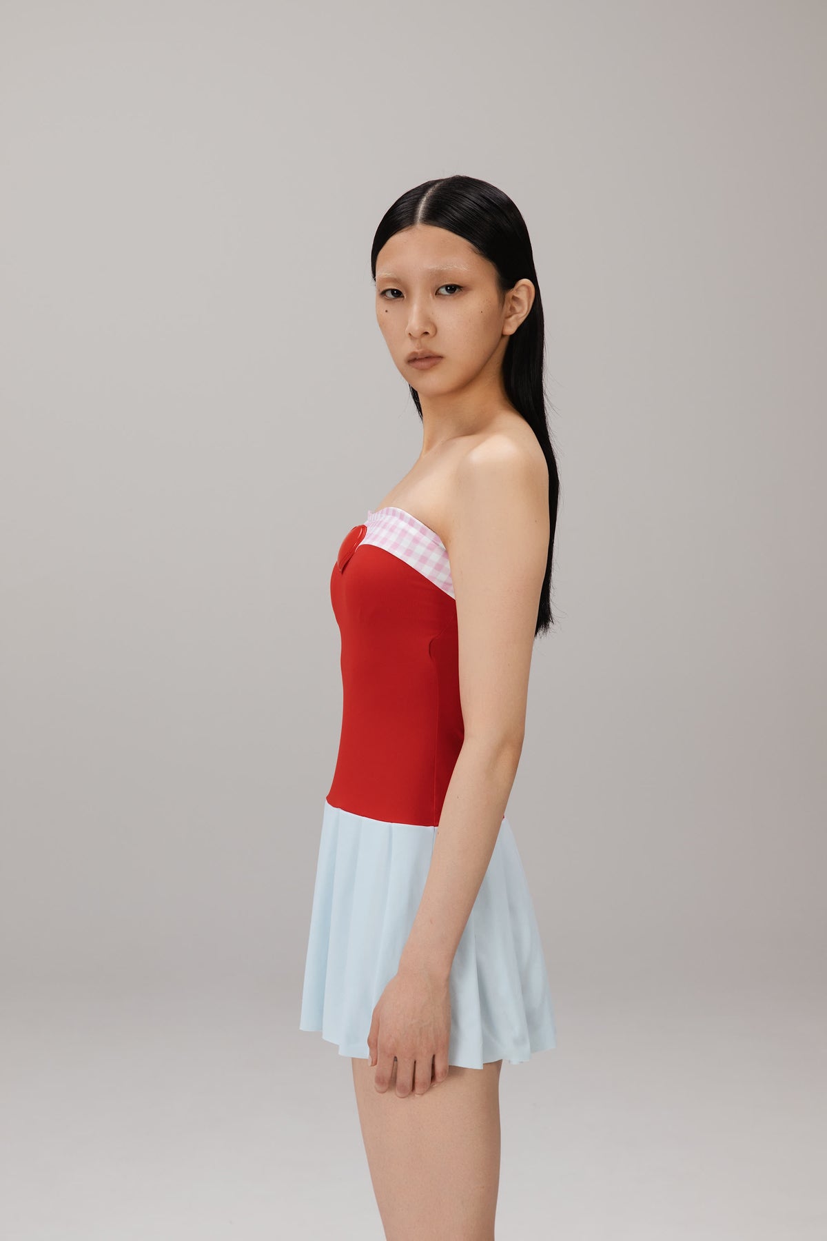 Red Pleated Mini Dress worn