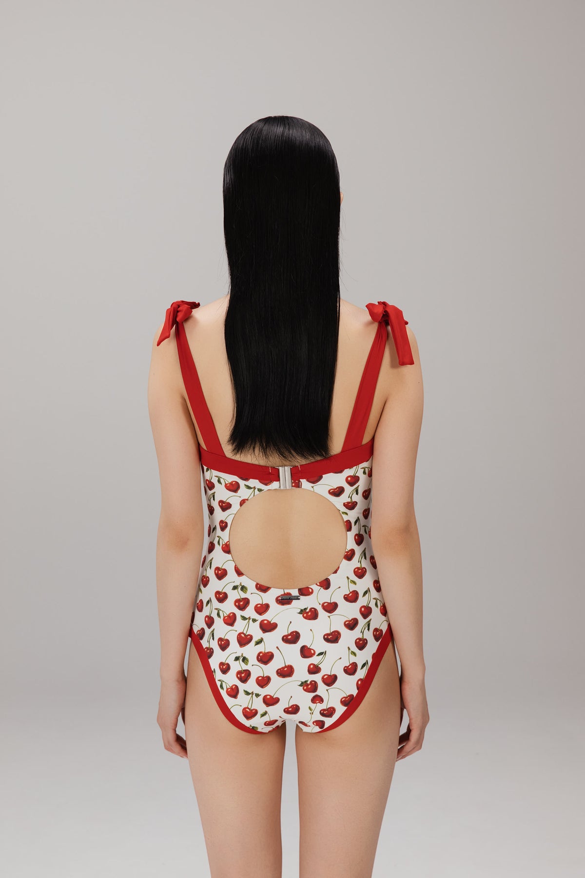 Cherry Bow One-Piece Swimsuit worn