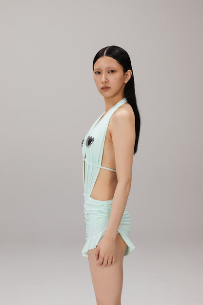 Mint Halter Swim Dress worn