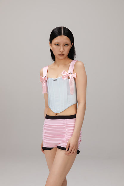 Pink Ruched Shorts worn