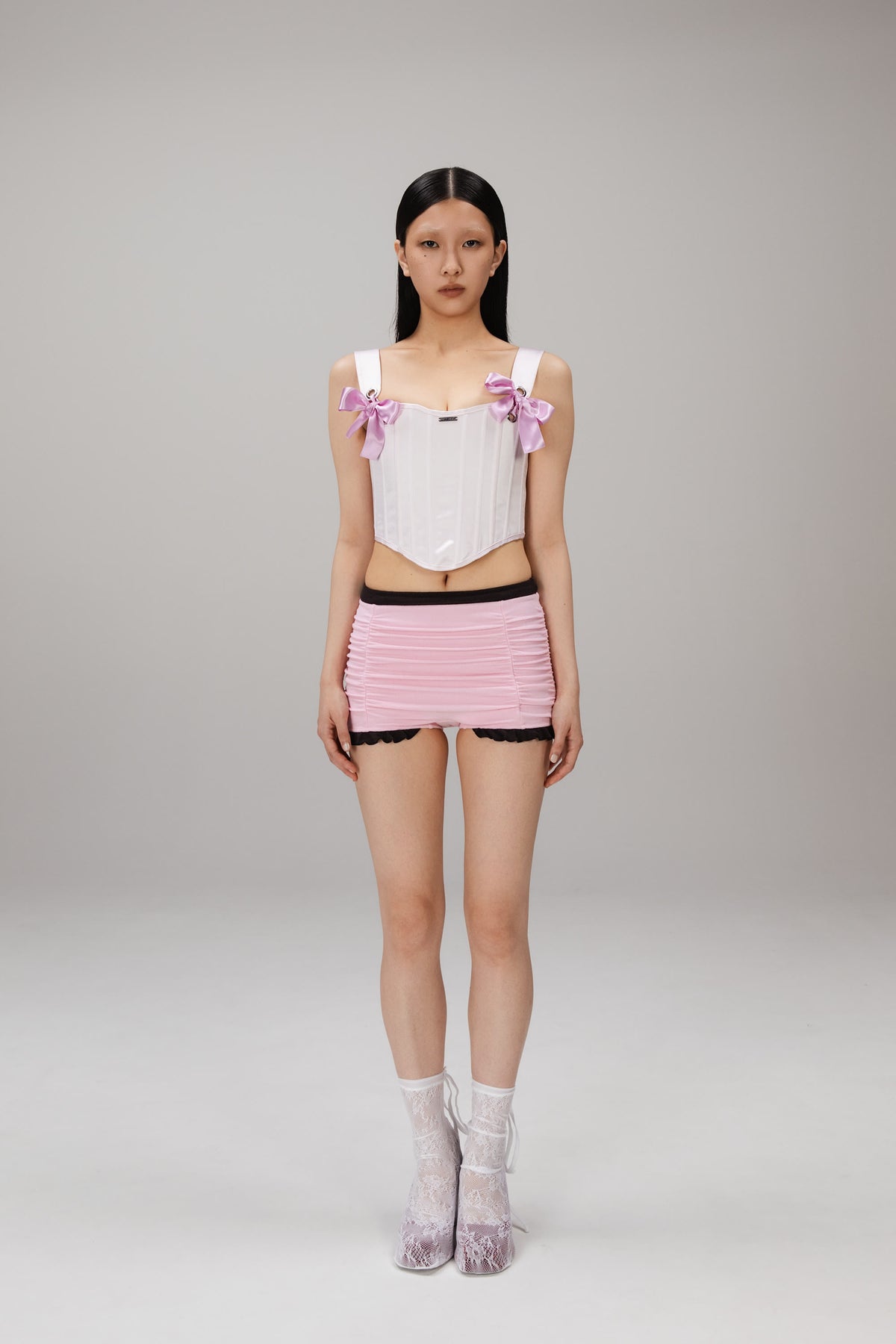 Pink Ruched Shorts worn