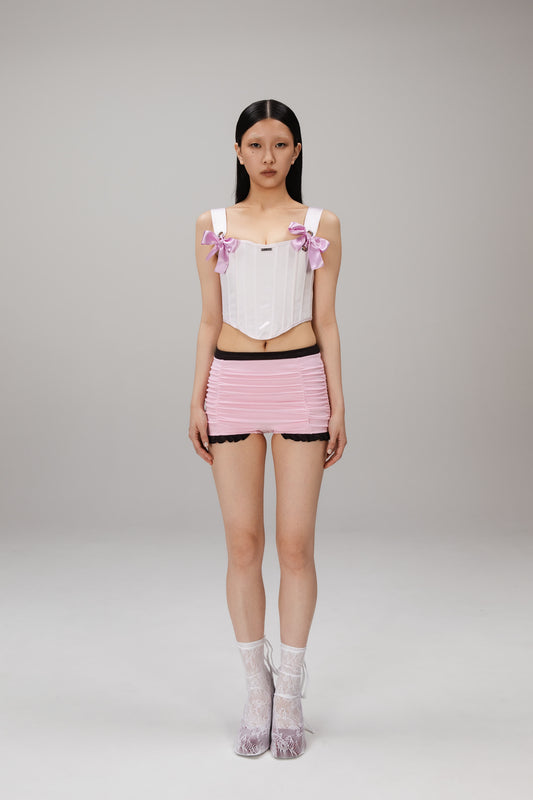 Pink Ruched Shorts worn