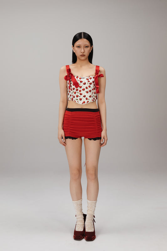 Cherry Ribbon Corset Top worn