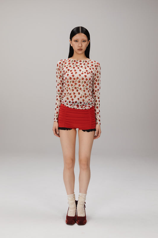 Cherry Long-Sleeve Top worn