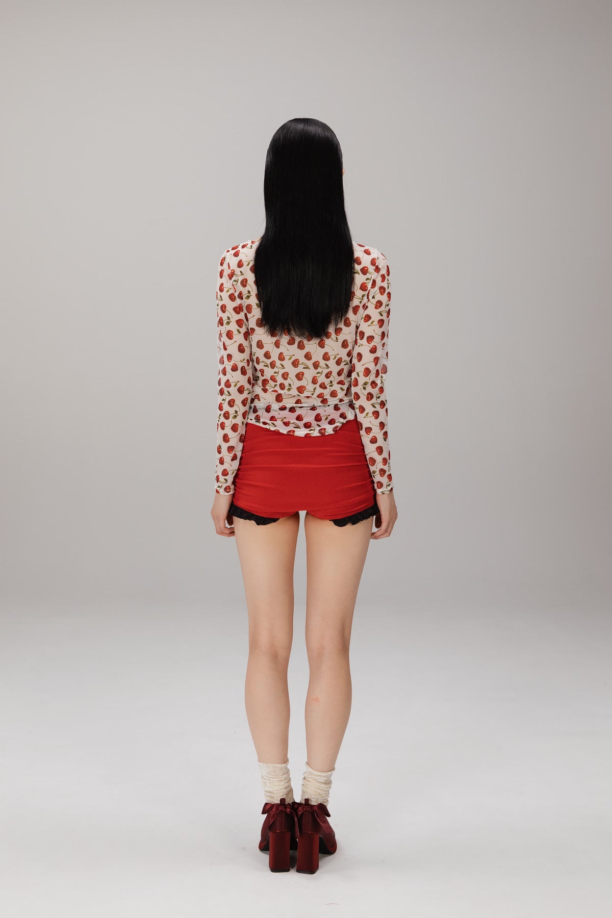 Cherry Long-Sleeve Top worn