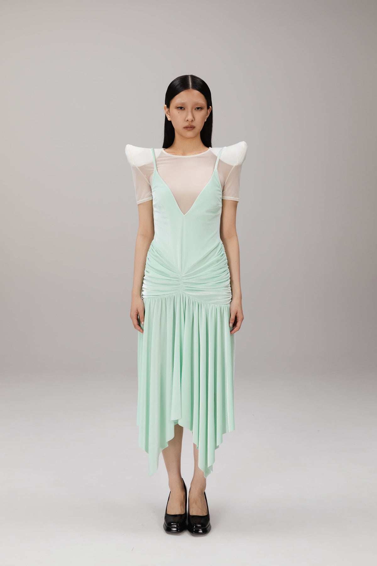 Mint Handkerchief-Hem Dress worn